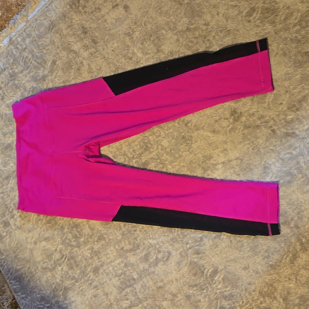 90 degrees Bright Pink Workout Leggings with Black Side Mesh